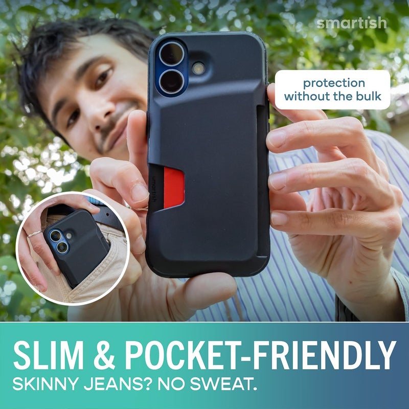 Smartish ® iPhone 17 Wallet Case - Wallet Slayer Vol. 1 [Slim + Protective] Credit Card Holder - Drop Tested Flip Hidden Card Slot Cover for Apple iPhone 17 - Black Tie Affair - Image 4